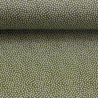 Baumwolle "Dotty" Oliv Weiß